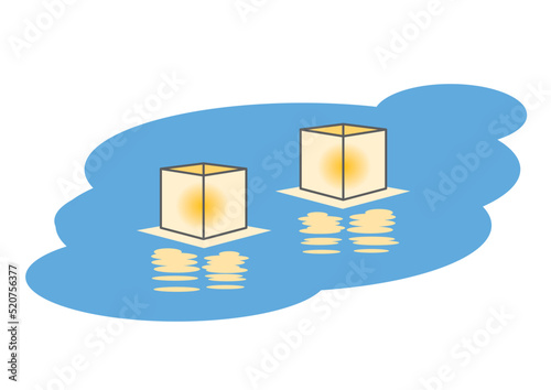 お盆_灯籠流し_イラスト_単品
