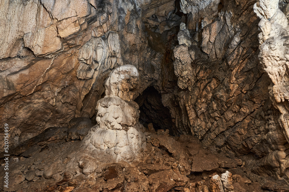 Interior of a cave with speleothemes Interior of a cave with speleothemes