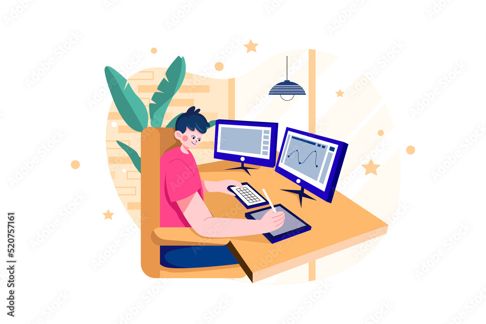 Female designer drawing design with tablet Female designer drawing design with tablet
