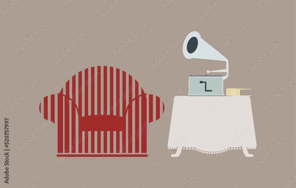 custom made wallpaper toronto digitalRetro armchair and gramophone on table