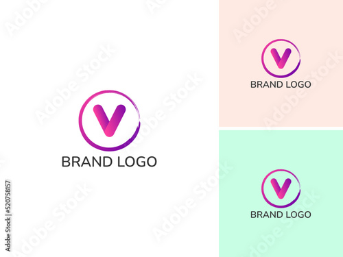 ILLUSTRATION LETTER V WITH CIRCLE GRADIENT COLOR MODERN LOGO ICON DESIGN VECTOR