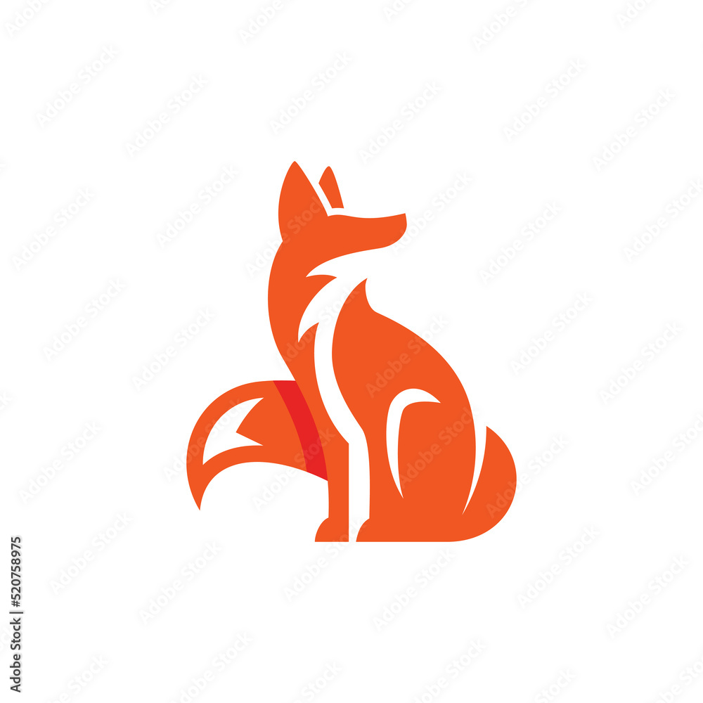 Obraz premium Sitting Fox Logo Template 