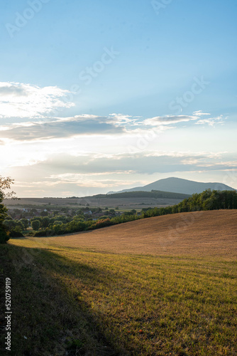 Village landscape from Europe by sunset