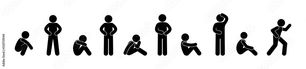stick figure man icon, isolated people pictogram stick figure man icon, isolated people pictogram