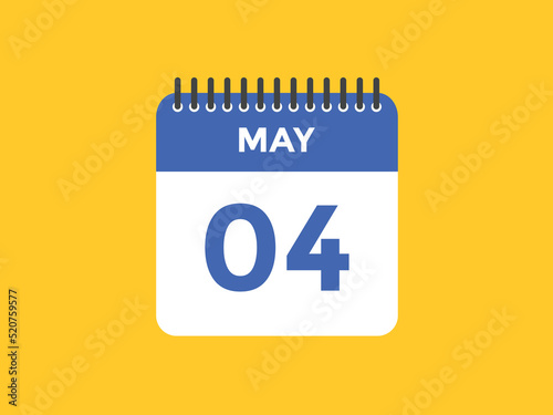 may 4 calendar reminder. 4th may daily calendar icon template. Vector illustration 
