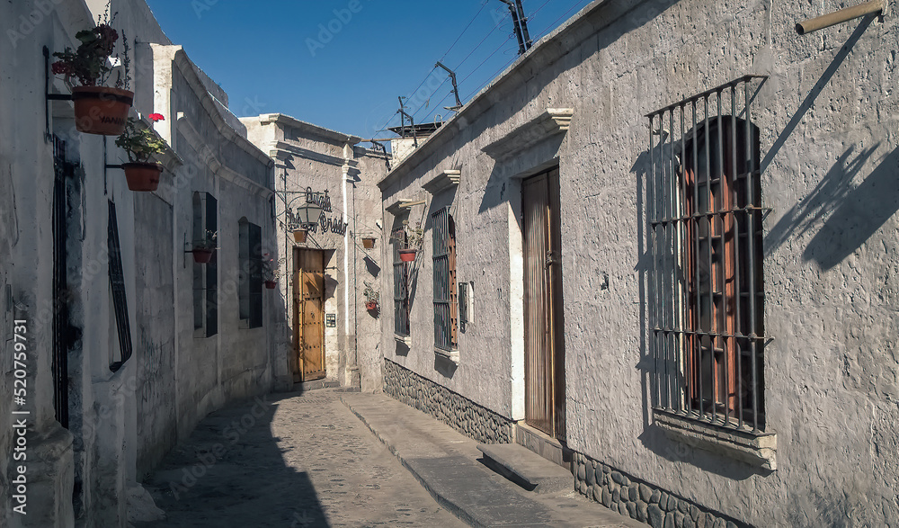 AREQUIPA, PERU: Street of San Lazaro town in HDR.