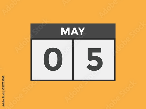 may 5 Calendar icon Design. Calendar Date 5th may. Calendar template 
