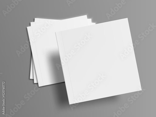 Realistic Blank Square Brochure On Grey Background