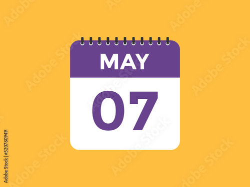 may 7 calendar reminder. 7th may daily calendar icon template. Vector illustration 