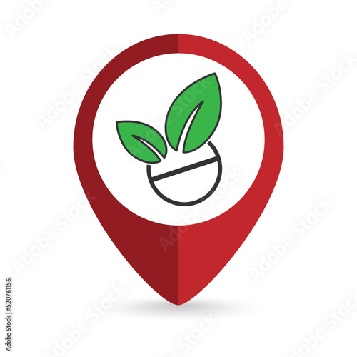 Map pointer with pill icon. Vector illustration.