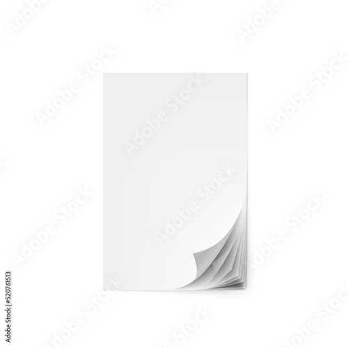 3D Stack Of Papers With Shadow On White Background