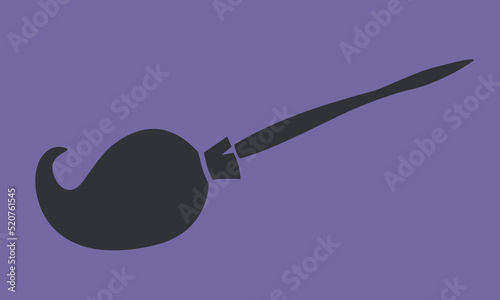 Black witch broom. Halloween attribute in flat style.