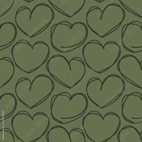 Heart shaped brush stroke seamless pattern design