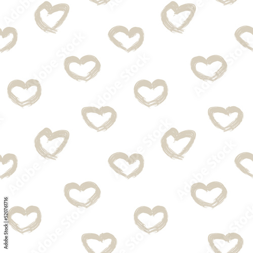 Heart shaped brush stroke seamless pattern design