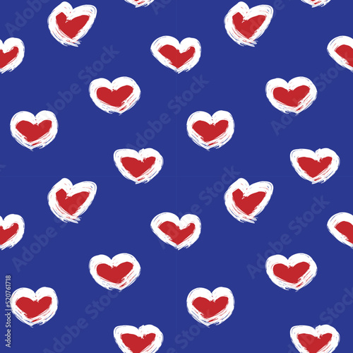 Heart shaped brush stroke seamless pattern design