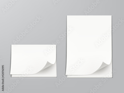 Two Curled Blank Paper Sheets With Shadow