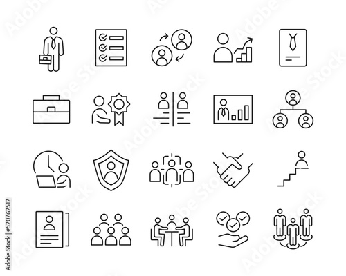 Human Resource and Management Icons - Vector Line. Editable Stroke. 