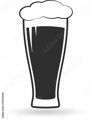 Beer glass, pint icon. Alcohol drink with foam. Vector illustration.