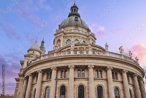 Szent István Bazilika. View of the beautiful St Stephen's Basilica in Budapest Hungary.