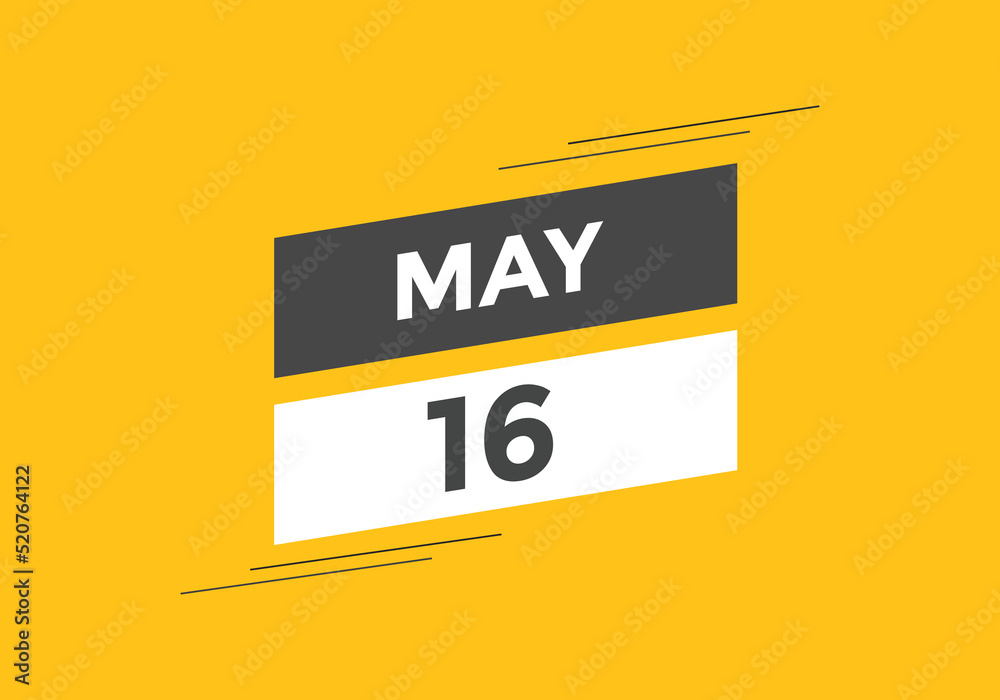 may 16 Calendar icon Design. Calendar Date 16th may. Calendar template 
