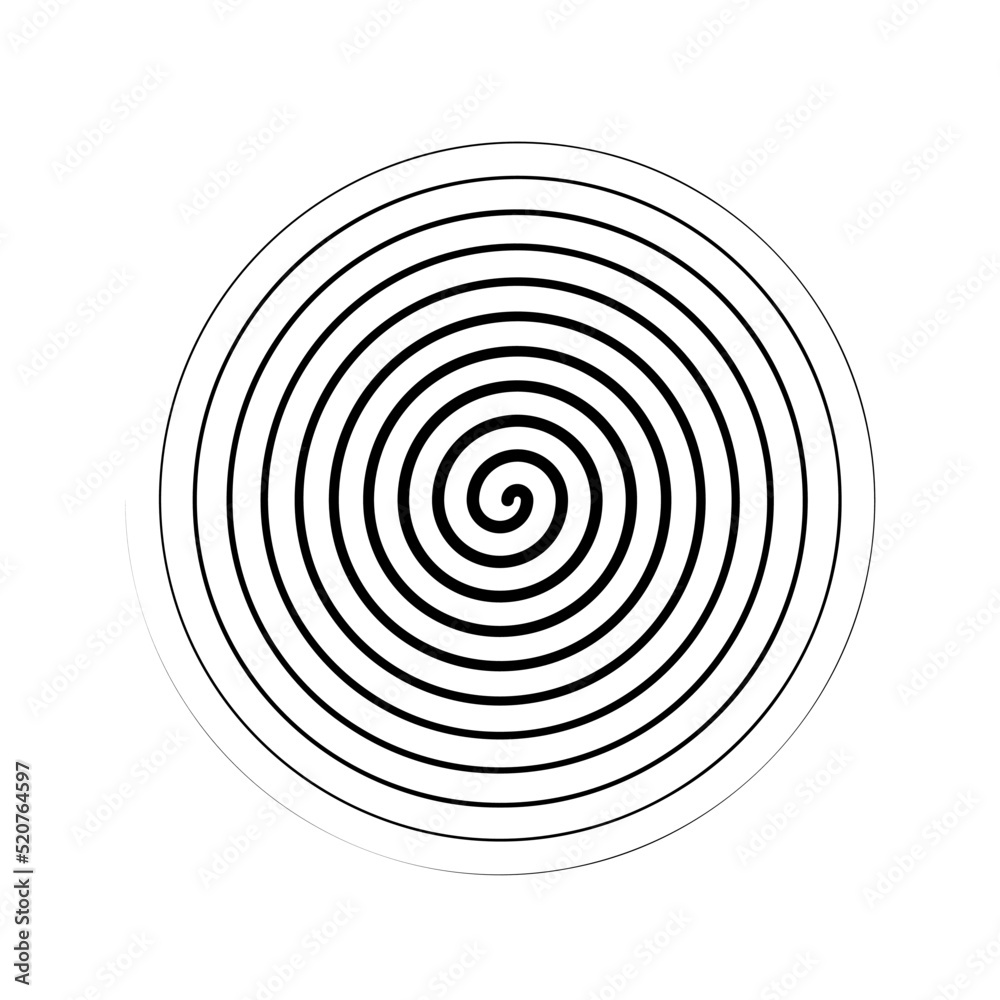 Spiral outline stroke in vector format on alpha transparent background - Hypnotic border shape with thin line Spiral outline stroke in vector format on alpha transparent background - Hypnotic border shape with thin line