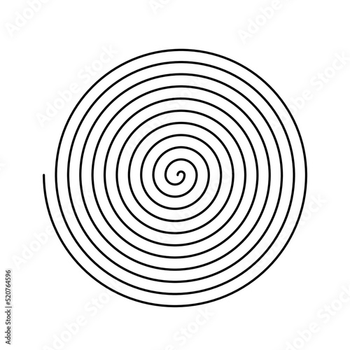 Spiral outline stroke in vector format on alpha transparent background - Hypnotic border shape with thin line