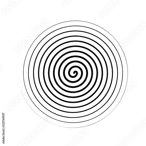 Spiral outline stroke in vector format on alpha transparent background - Hypnotic border shape with thin line