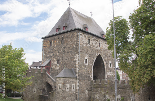 Aachen july 2022: The Ponttor in Aachen, at times (17th 18th century) also called the bridge gate or gate, is the western of the two north gates of the former outer Aachen city wall