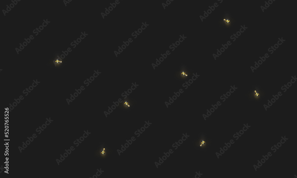 Pattern of light bulbs on a dark background. Yellow lamp light. 3d render on the topic of electricity, technology, innovation, design. Pattern of light bulbs on a dark background. Yellow lamp light. 3d render on the topic of electricity, technology, innovation, design.