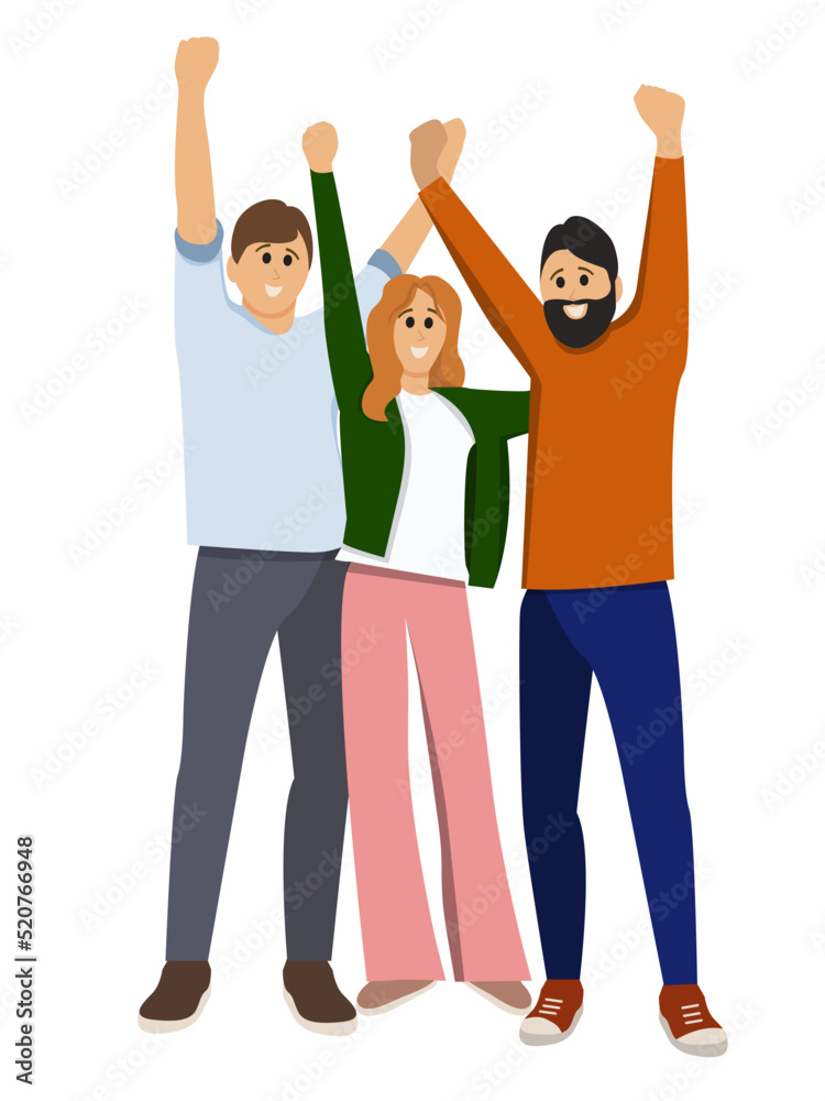 Fototapeta premium group of young happy people rejoice and congratulate