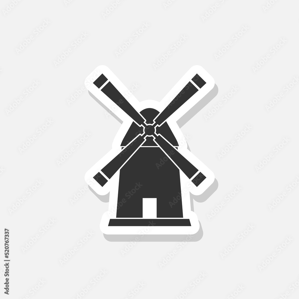 Windmill sticker icon isolated on white