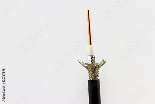 Section of coaxial cable with copper core photo
