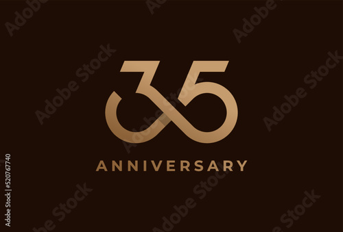 Abstract Number 35 Logo, Number 35 with infinity icon combination, can be used for birthday and business logo templates, flat design logo, vector illustration photo