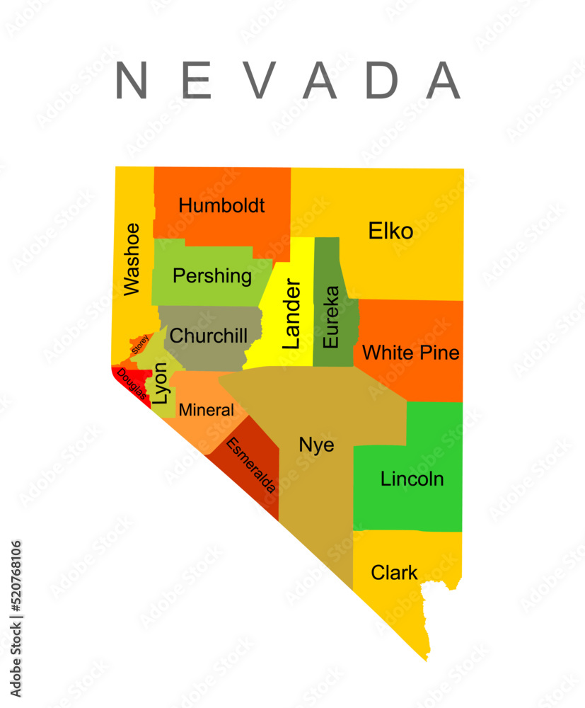 Colorful Nevada State vector map silhouette illustration isolated on ...