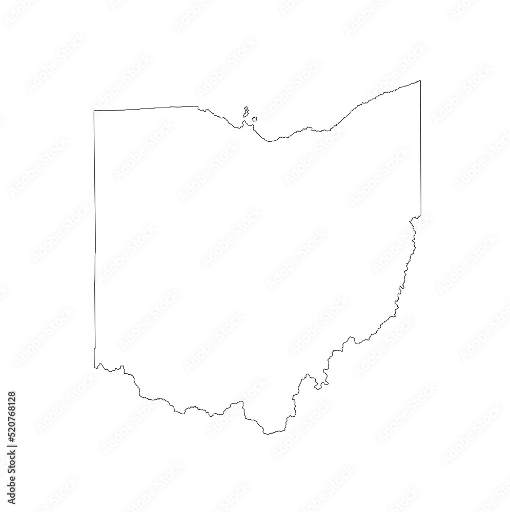 Blank Ohio vector map silhouette illustration isolated on white ...