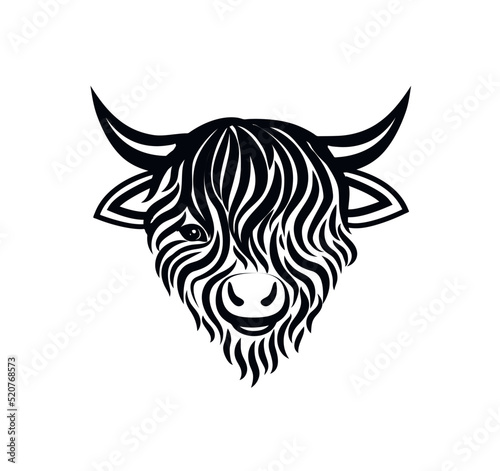 Highland Cow. Cut File. Farm Animal.  Vector illustration. Animal Face.