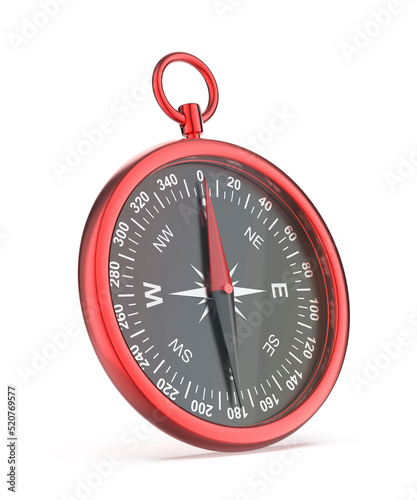 Red compass on white background
