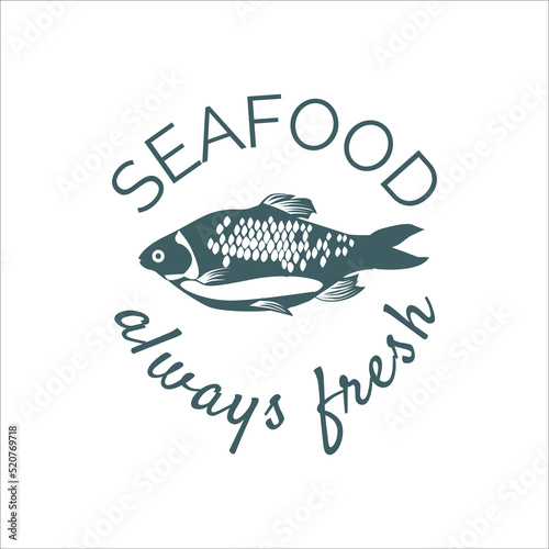 Best quality seafood logo design. Fish shop, market, restaurant label templates design. Always fresh fish badges, premium quality seafood emblems vector illustration