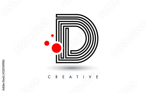 Lines D Letter Logo Letter made of Lines. Monogram Style Letter Icon Vector
