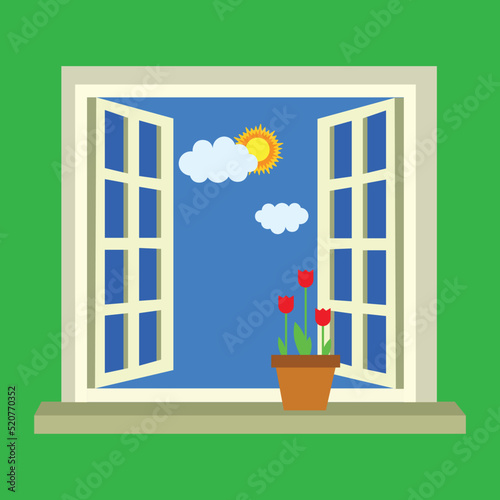view of the sky from an open window