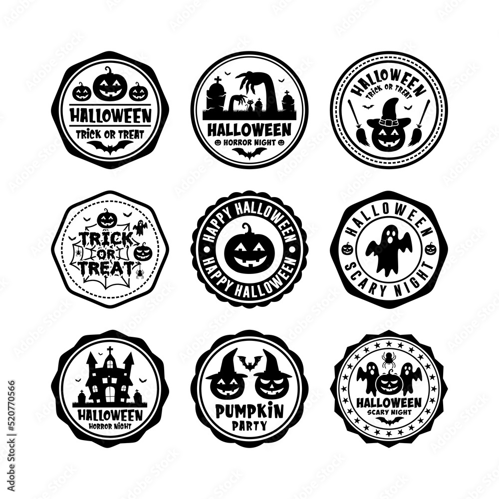 badge stamps Halloween vector design logo collection