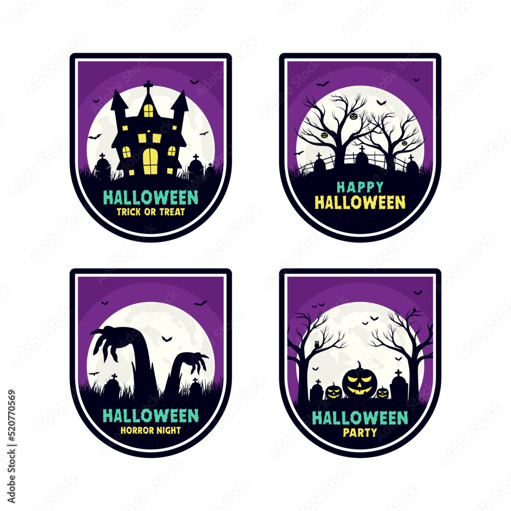 Badge happy halloween design collection