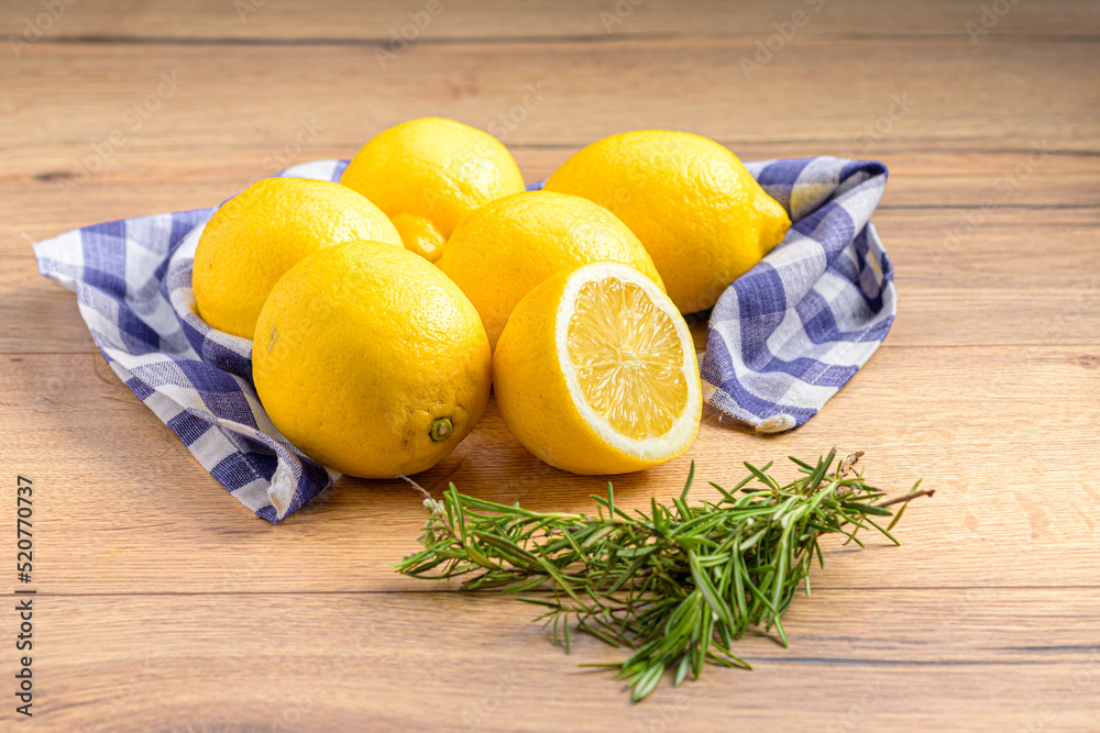 lemons in a kitchen towel