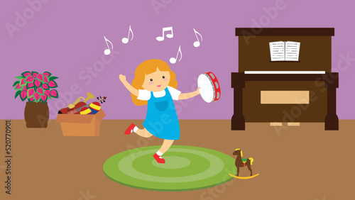 Girl dancing with a tambourine