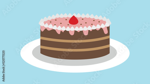 Cake on a dish, illustration, vector