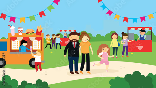 Family at the fair, illustration, vector
