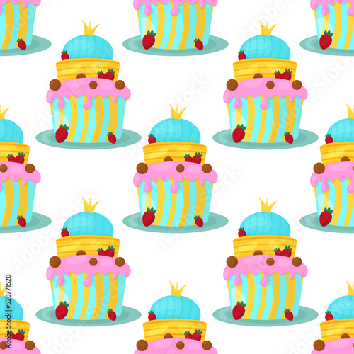 Birthday cake seamless pattern