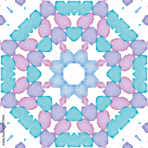 Abstract watercolor seamless pattern, cage, kaleidoscope