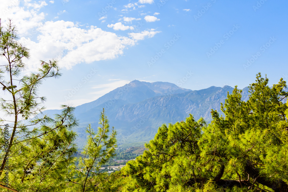 View on Tahtali mountain not far from Kemer town. Antalya province, Turkey
