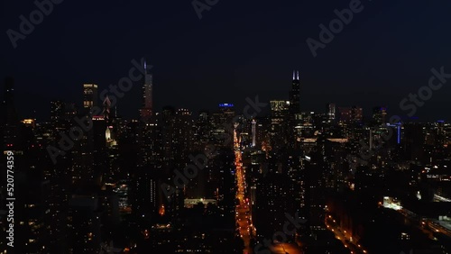 Wallpaper Mural Chicago, Illinois Skyline at Night. Cinematic Aerial Establishing Shot Torontodigital.ca